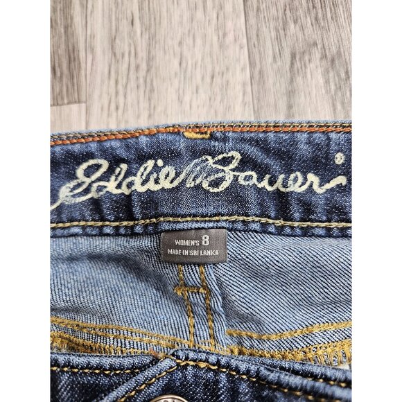 Eddie Bauer Jeans Womens 8 Curvy Trouser Denim Pants Wide Leg Specially Dyed - Picture 6 of 15